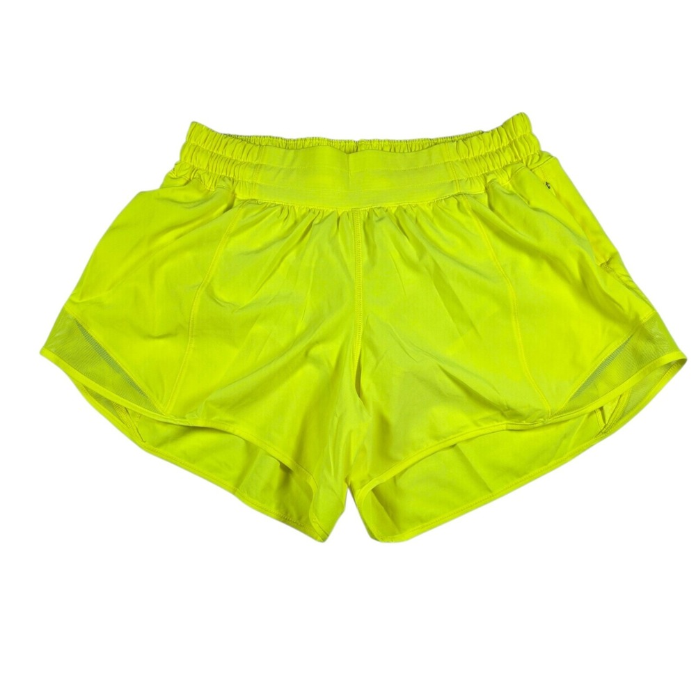 Lululemon Hotty Hot Lift Neon Yellow 4" Short Lined - Women's Size 6